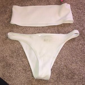 White strapless bikini